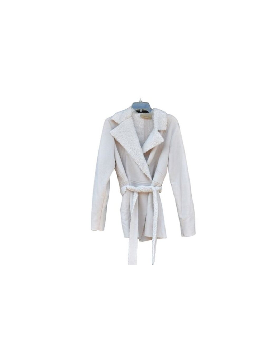 Women's Pure Simple Natural Ivory Super Soft Belted  Fleece Lined Jacket L